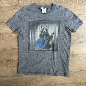 Abercrombie Kids Gray Tee with Bear and Blue Guitar